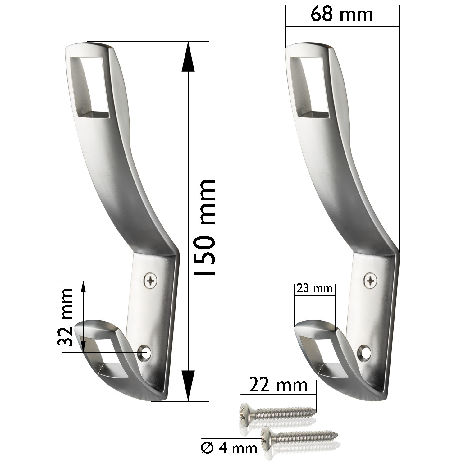 Kleiderhaken Garderobenhaken METALL Bogenhaken Huthaken Garderobe